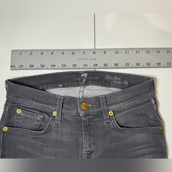 7 for All Mankind Jeans The Slim Cigarette Raw Hem GRAY SIZE 26 - Picture 14 of 16